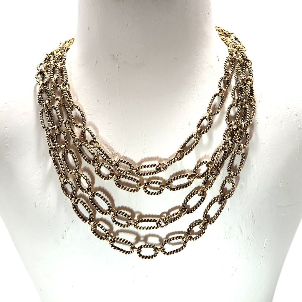 Authentic Premier Designs SAVANNAH Necklace Retired Goldtone Triple Strand